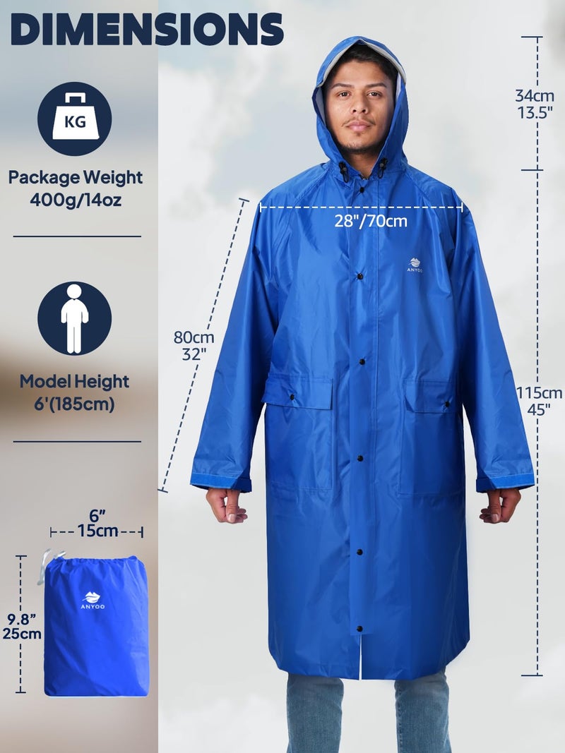 ANYOO Hood Rain Poncho Waterproof Lightweight Raincoat for Men Women Adult with Pocket for Hiking Camping Outdoor Activities - Image 3